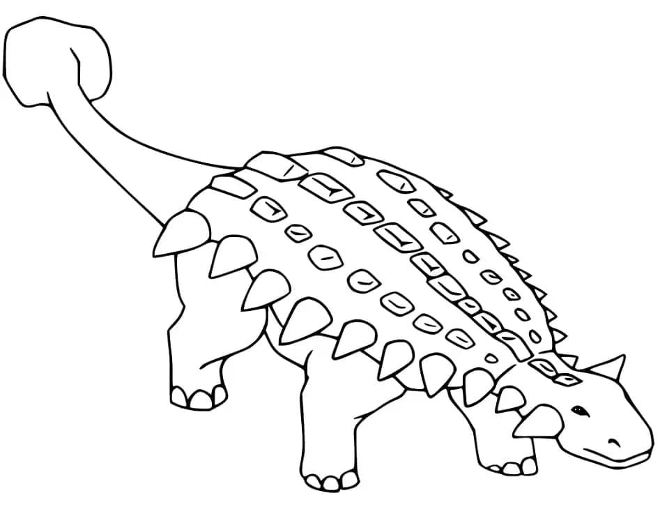 Fise de colorat cu Desenează Ankylosaurus simplu