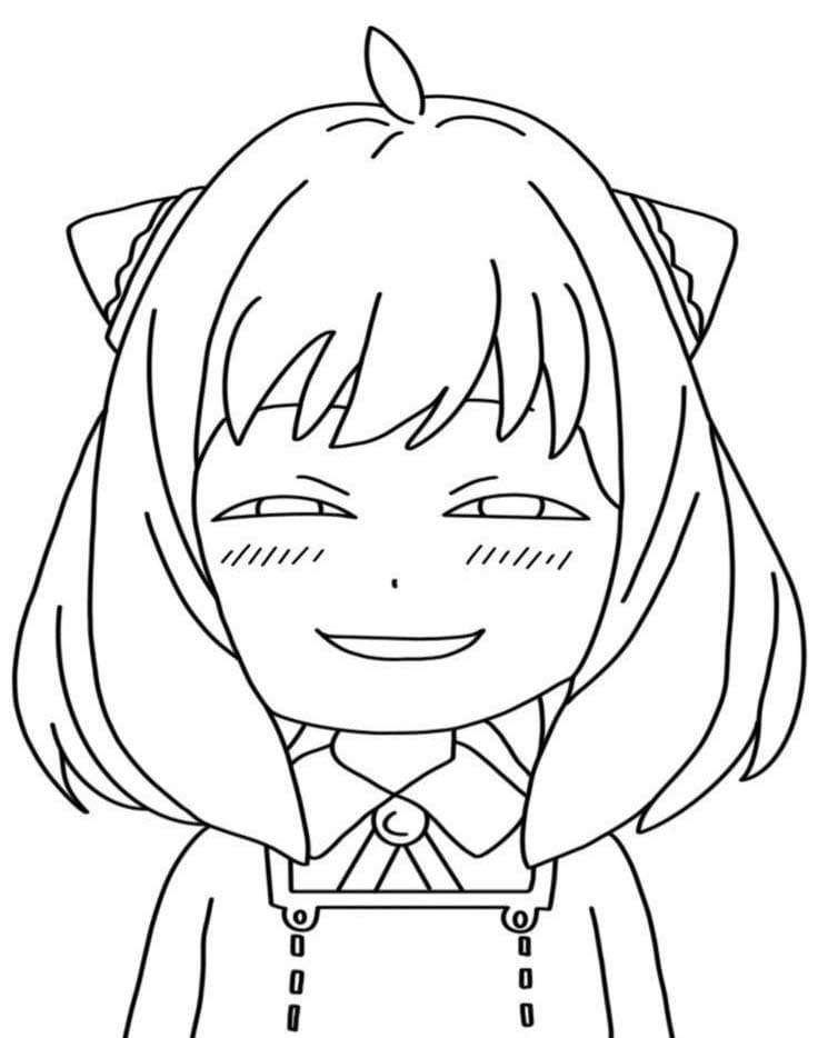 Fise de colorat cu Desenează Anya Forger zâmbitor