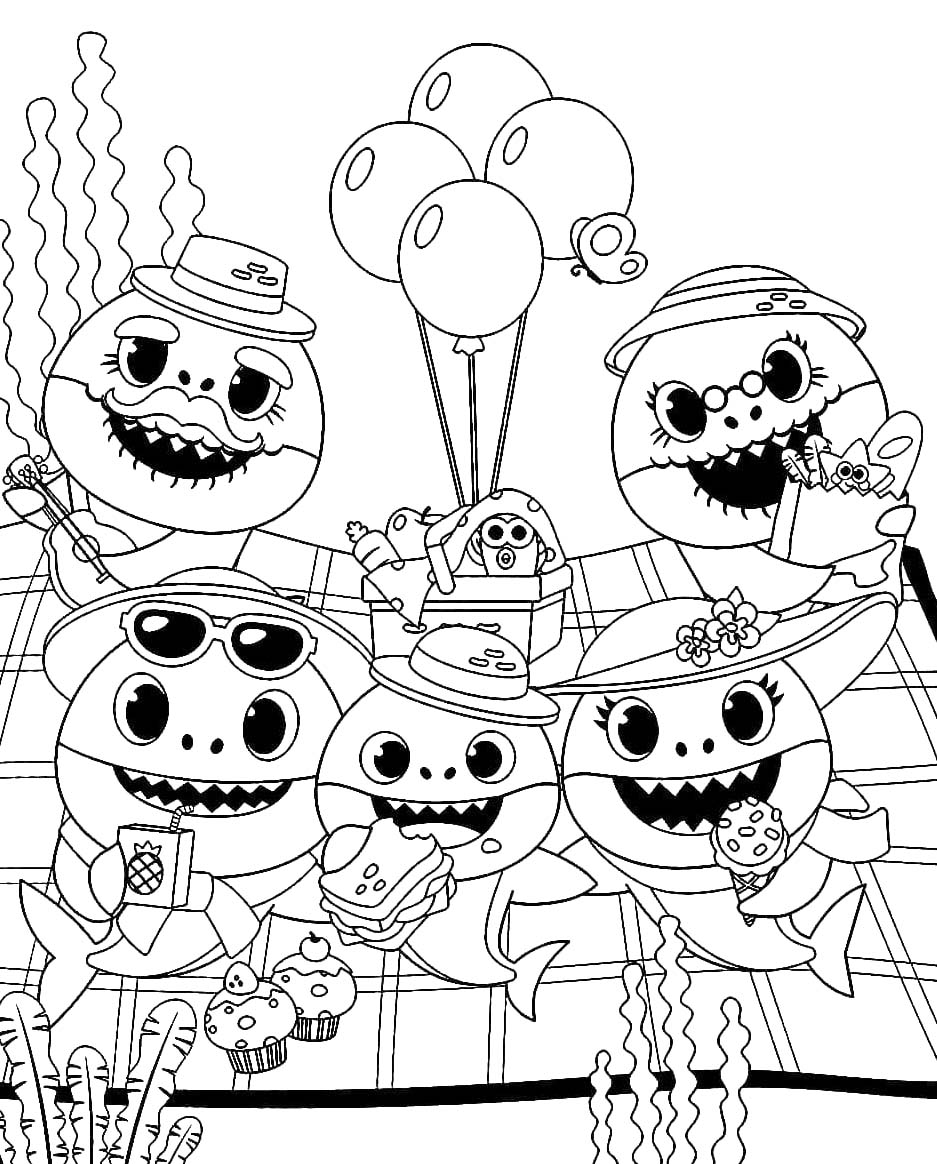 Fise de colorat cu Desenează Baby Shark bazic