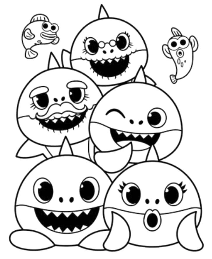 Fise de colorat cu Desenează Baby Shark gratuit pentru copii