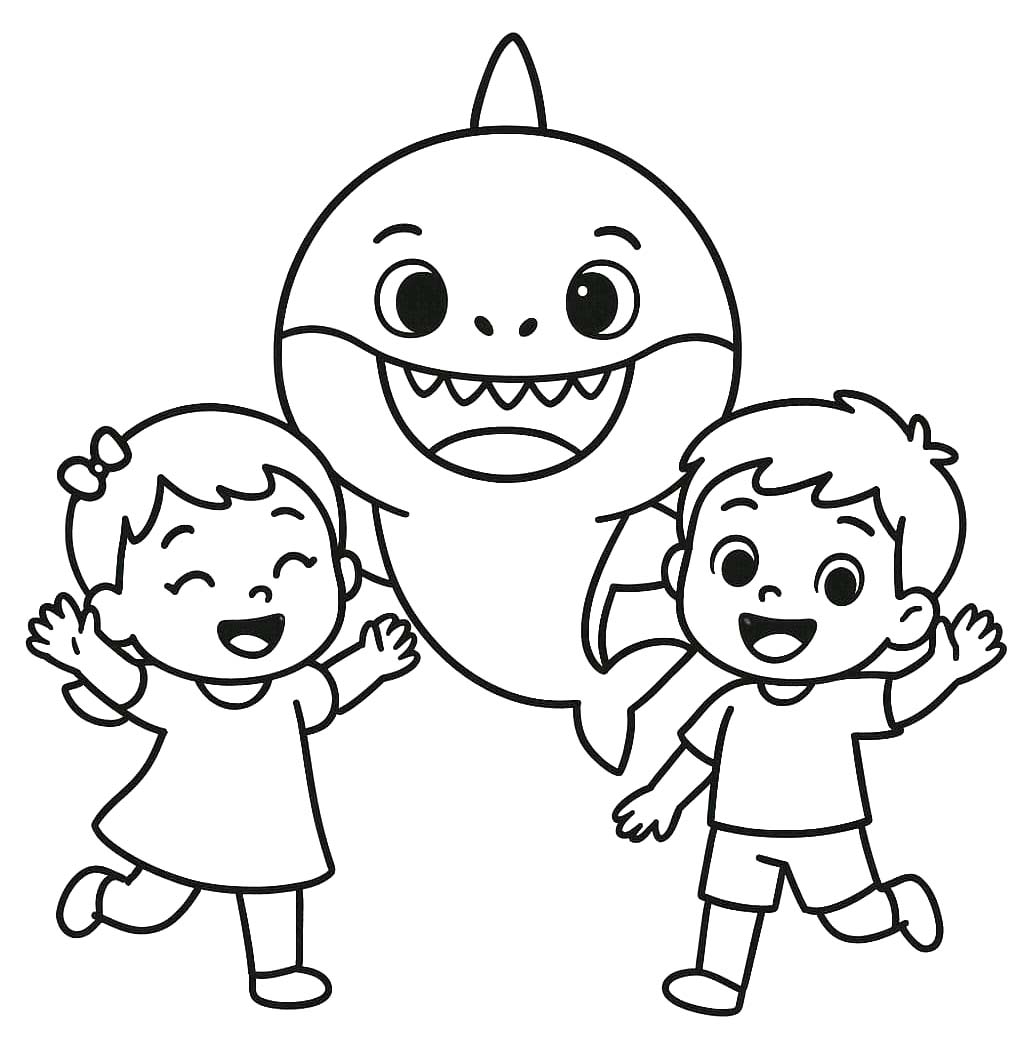 Fise de colorat cu Desenează Baby Shark gratuit uşor