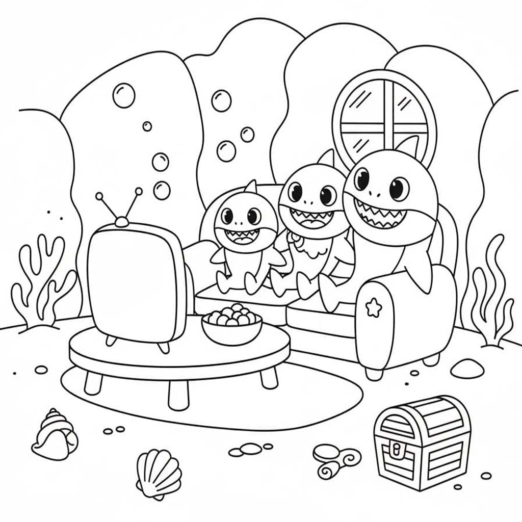 Fise de colorat cu Desenează Baby Shark gratuit