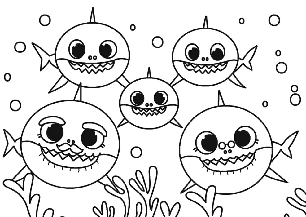Fise de colorat cu Desenează Baby Shark imprimabil bazic