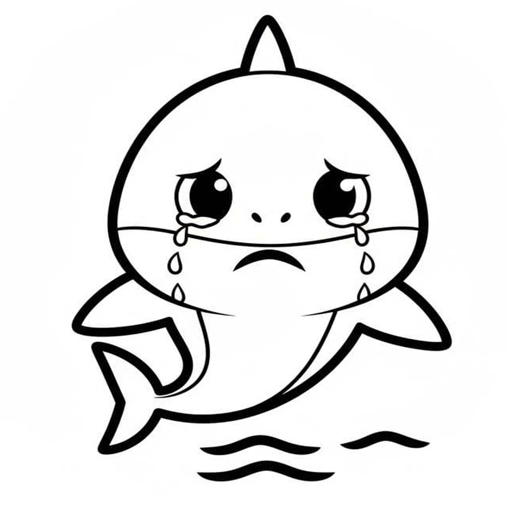 Fise de colorat cu Desenează Baby Shark imprimabil gratuit uşor