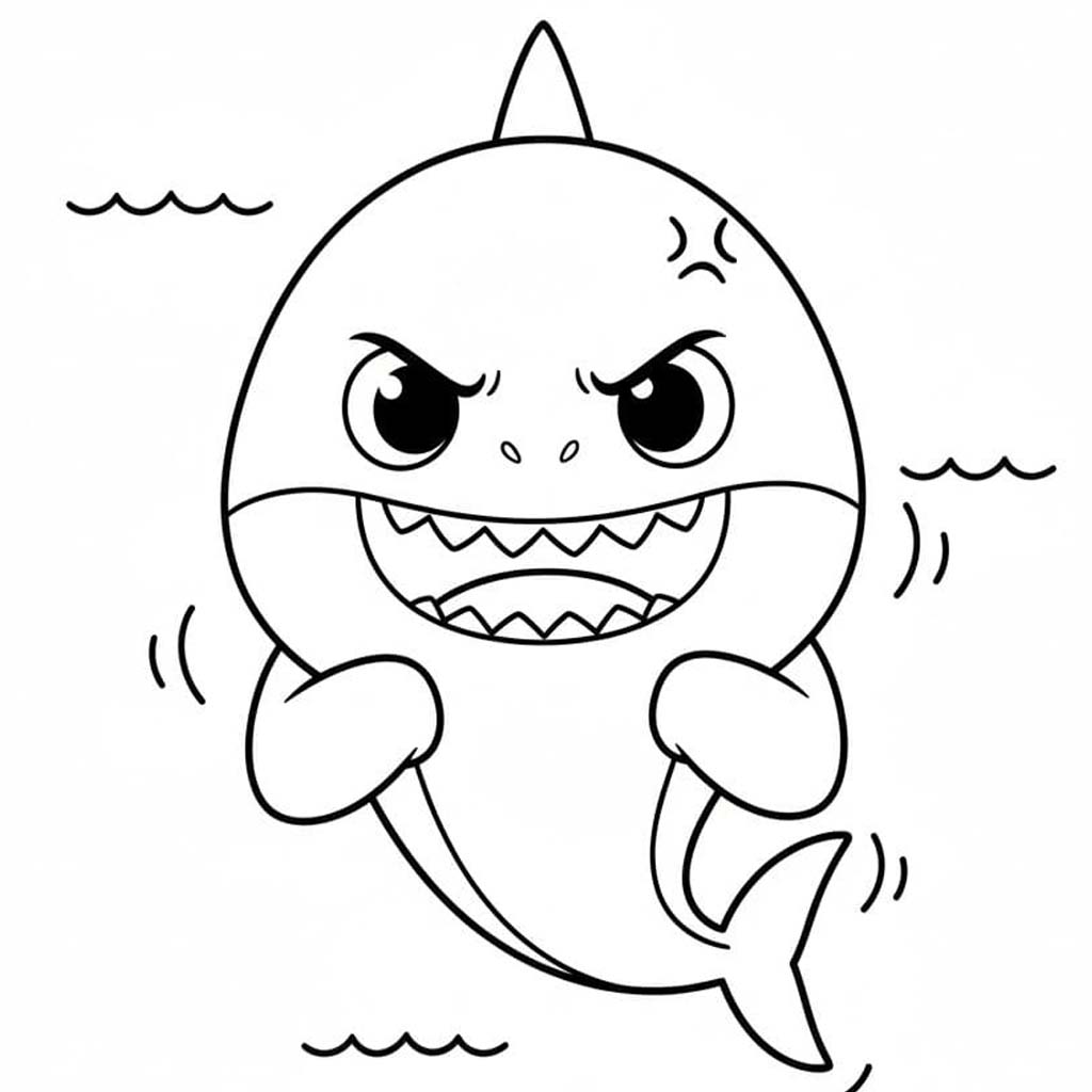 Fise de colorat cu Desenează Baby Shark imprimabil uşor