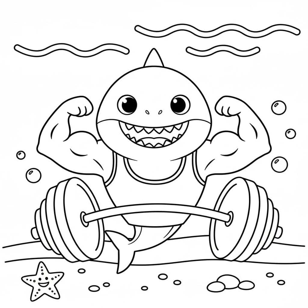 Fise de colorat cu Desenează Baby Shark pentru copii