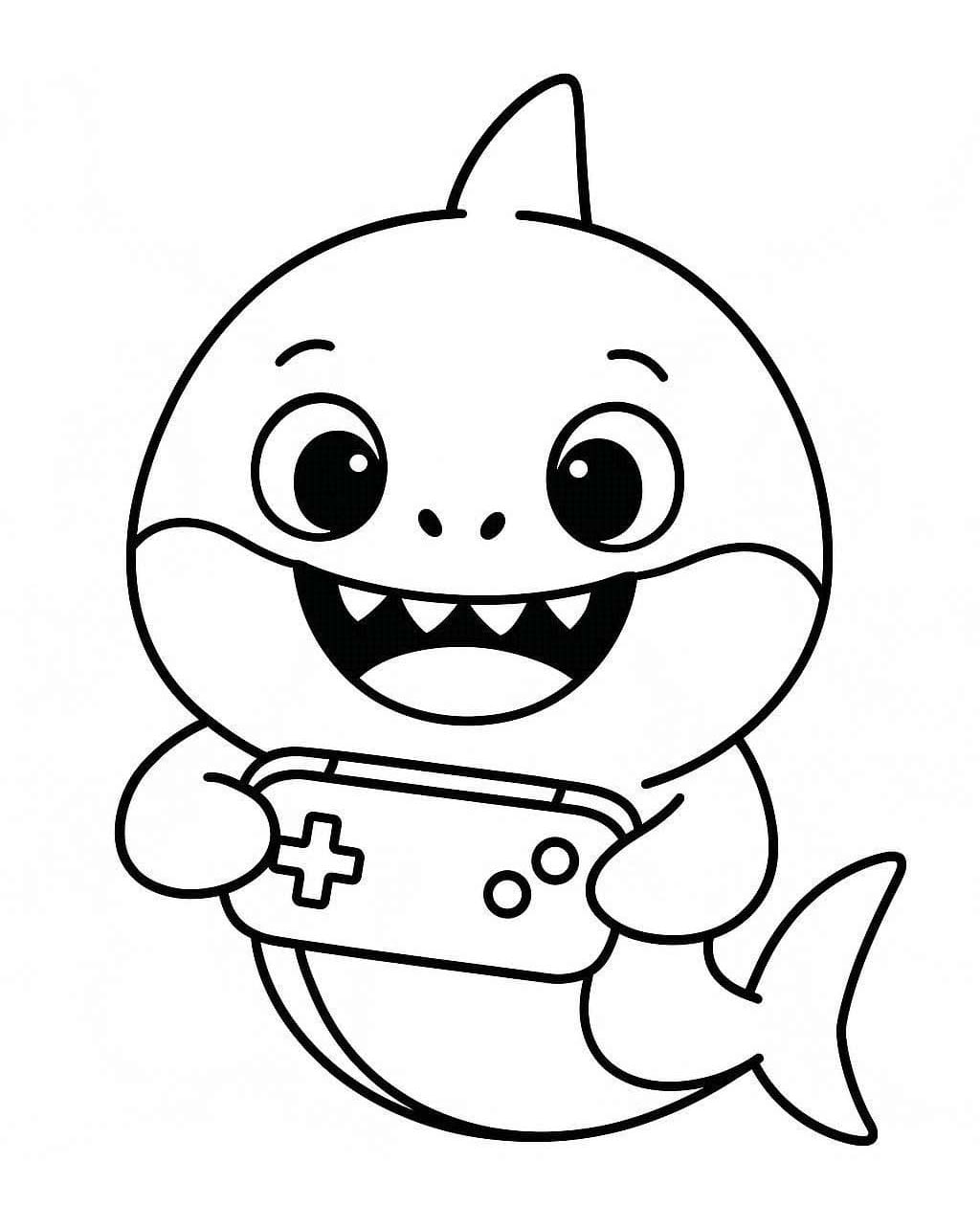 Fise de colorat cu Desenează Baby Shark simplu