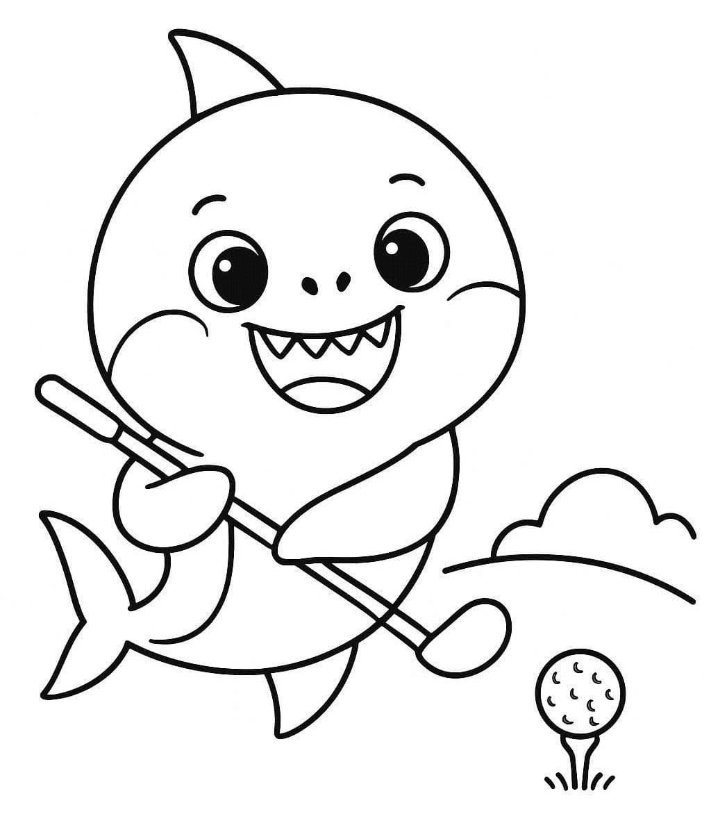 Fise de colorat cu Desenează Baby Shark uşor