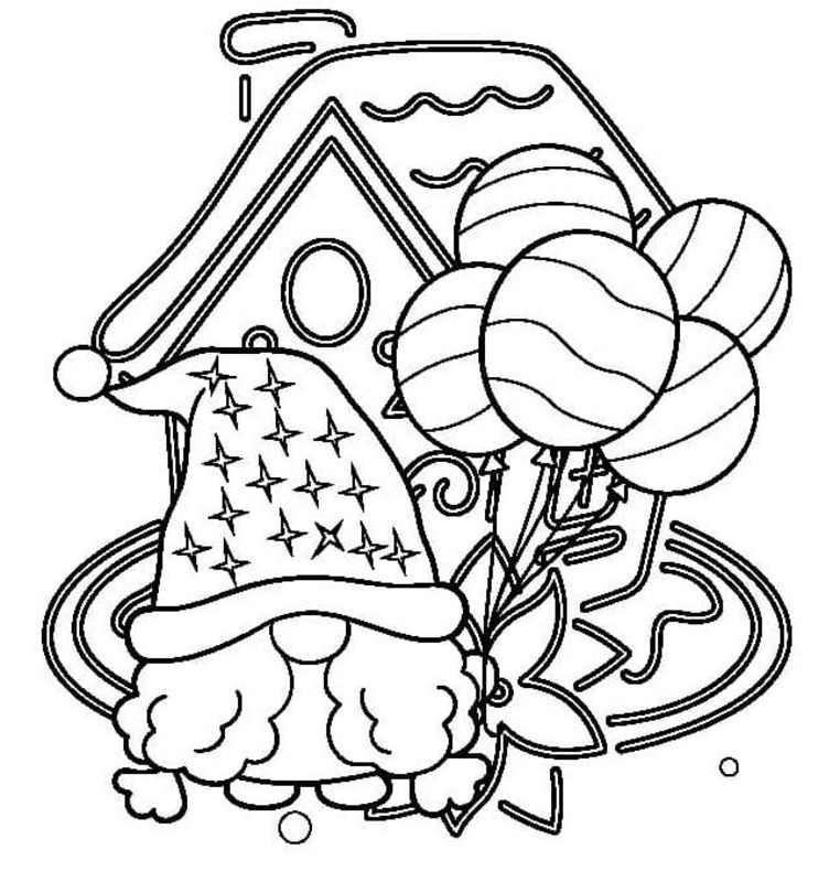 Fise de colorat cu Desenează Gnom imprimabil gratuit uşor