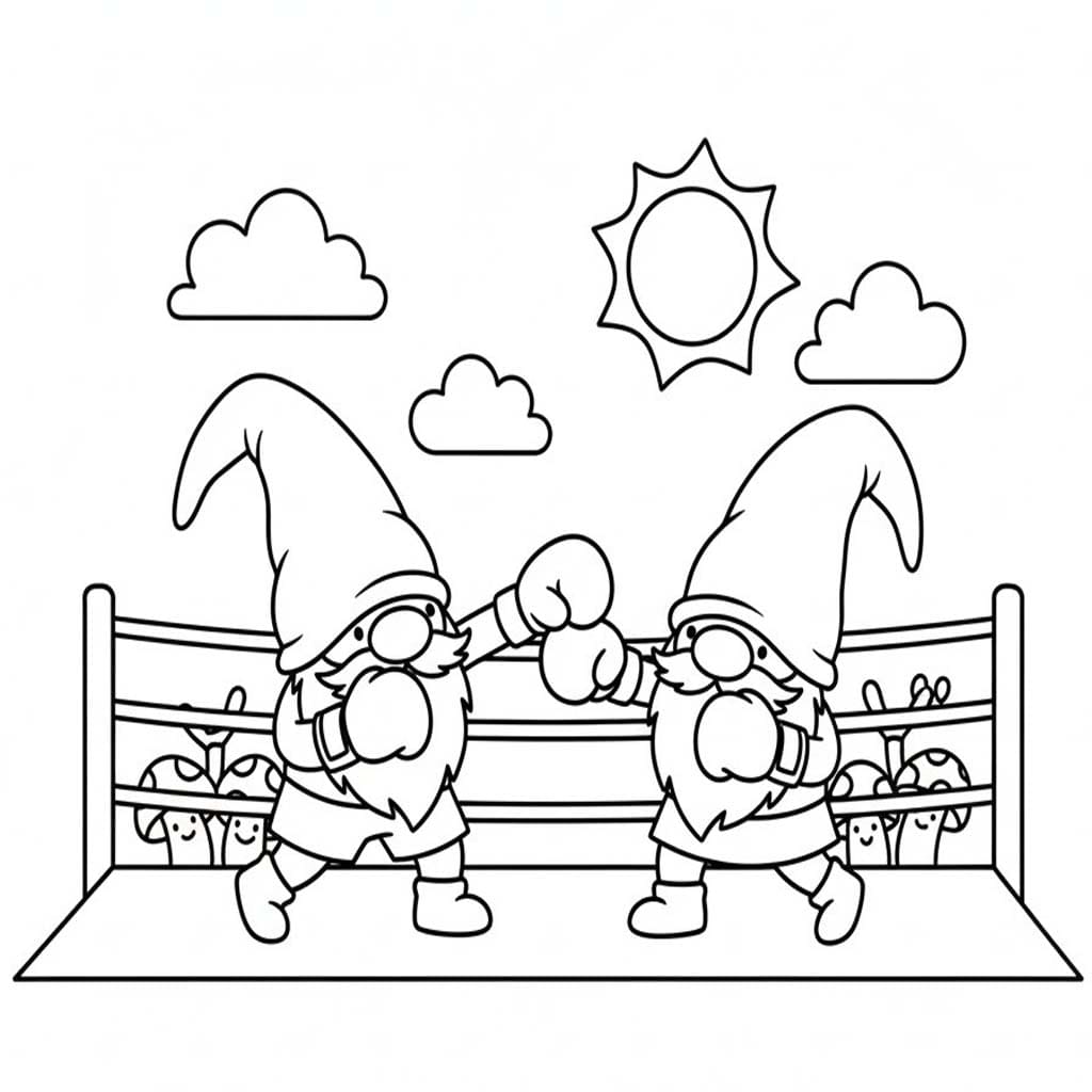 Fise de colorat cu Desenează Gnom simplu