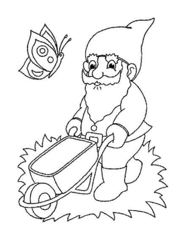 Fise de colorat cu Desenează Gnom uşor la copii