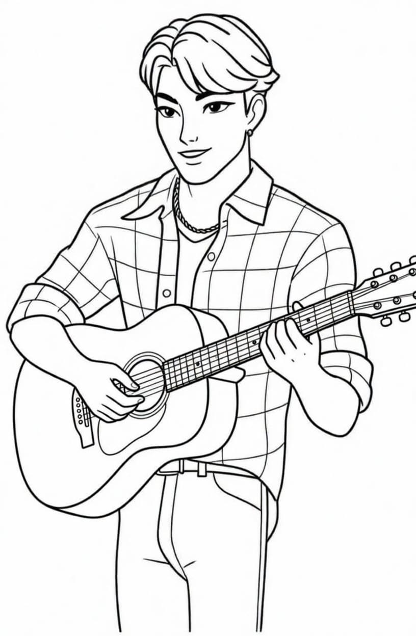 Fise de colorat cu Desenează Jinu imprimabil simplu