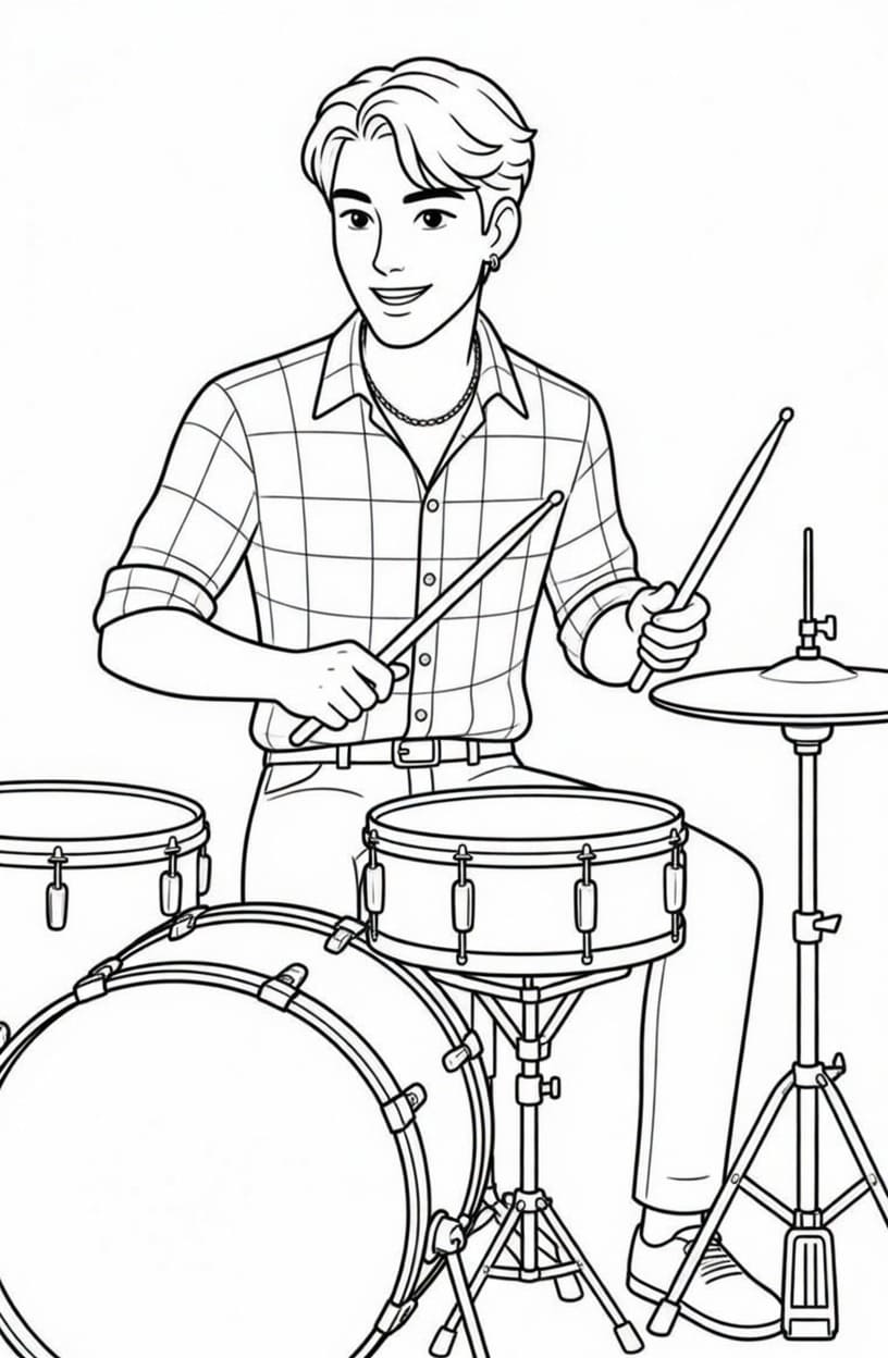 Fise de colorat cu Desenează Jinu uşor la copii