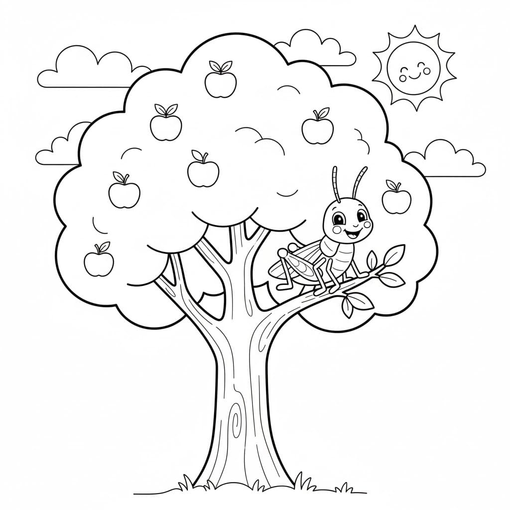 Fise de colorat cu Desenează Lăcustă gratuit pentru copii