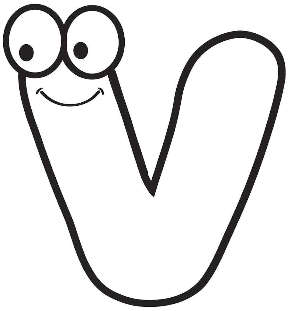 Fise de colorat cu Desenează Litera V bazic