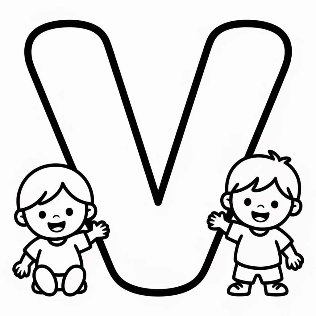 Fise de colorat cu Desenează Litera V gratuit uşor