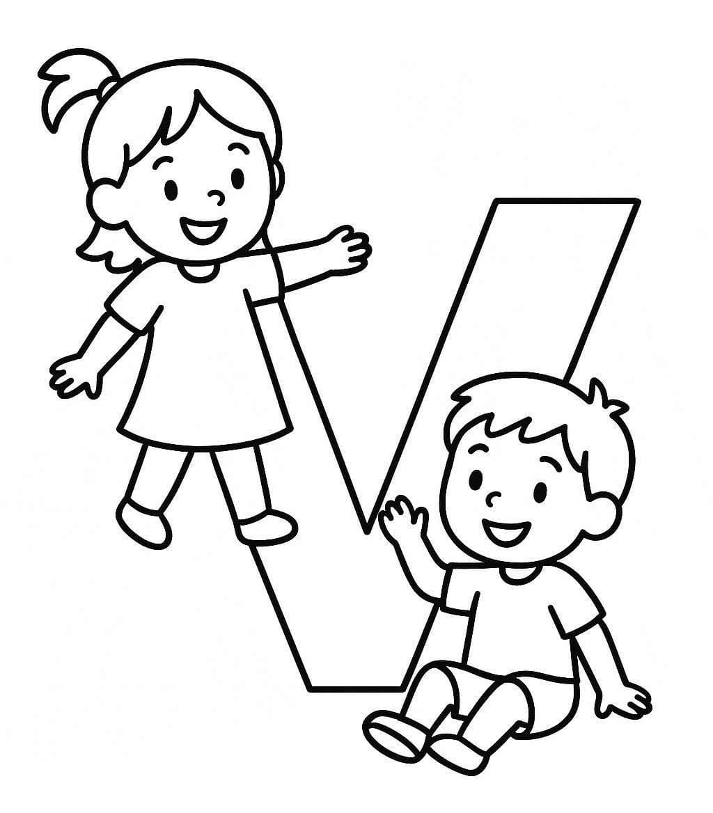 Fise de colorat cu Desenează Litera V imprimabil bazic