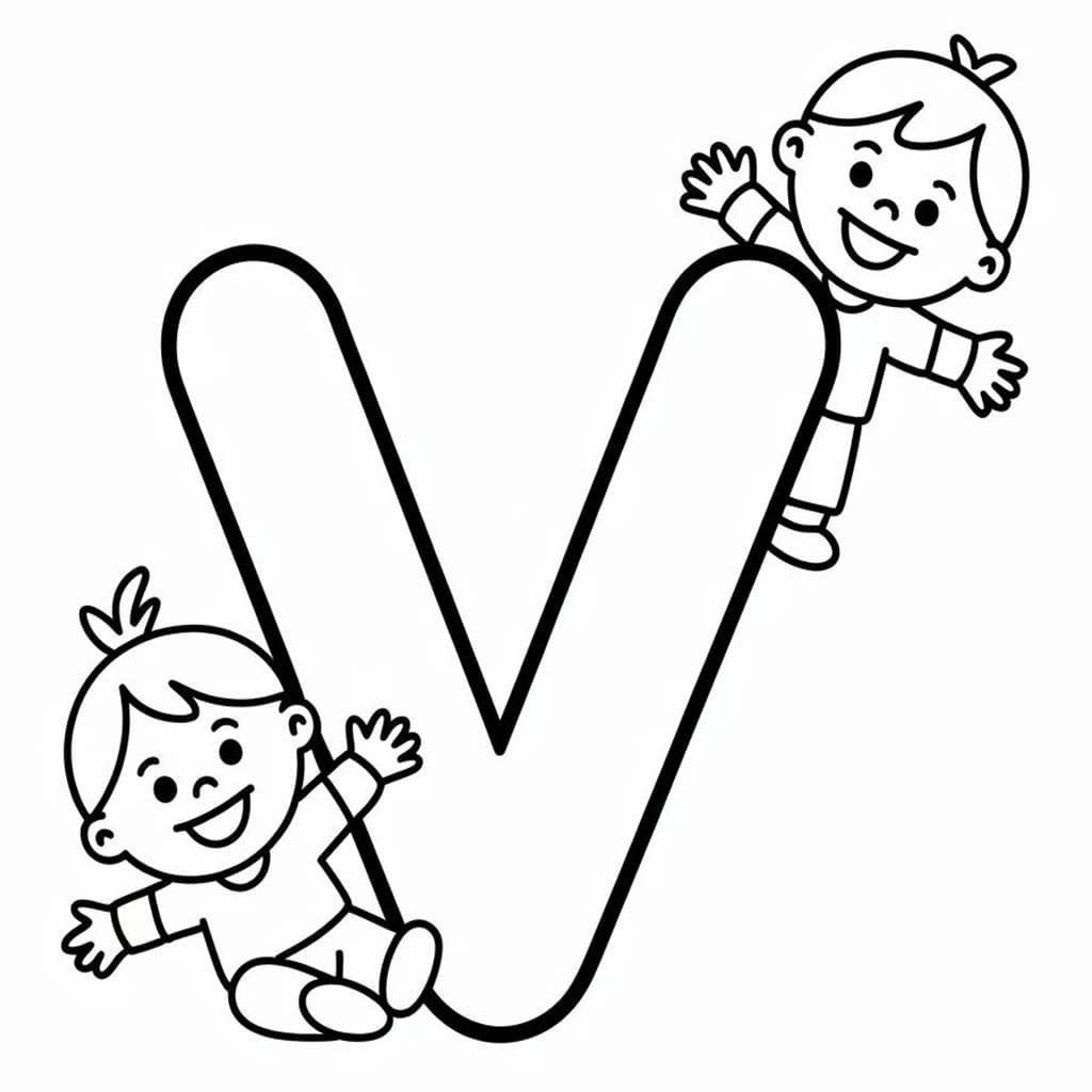 Fise de colorat cu Desenează Litera V imprimabil gratuit bazic