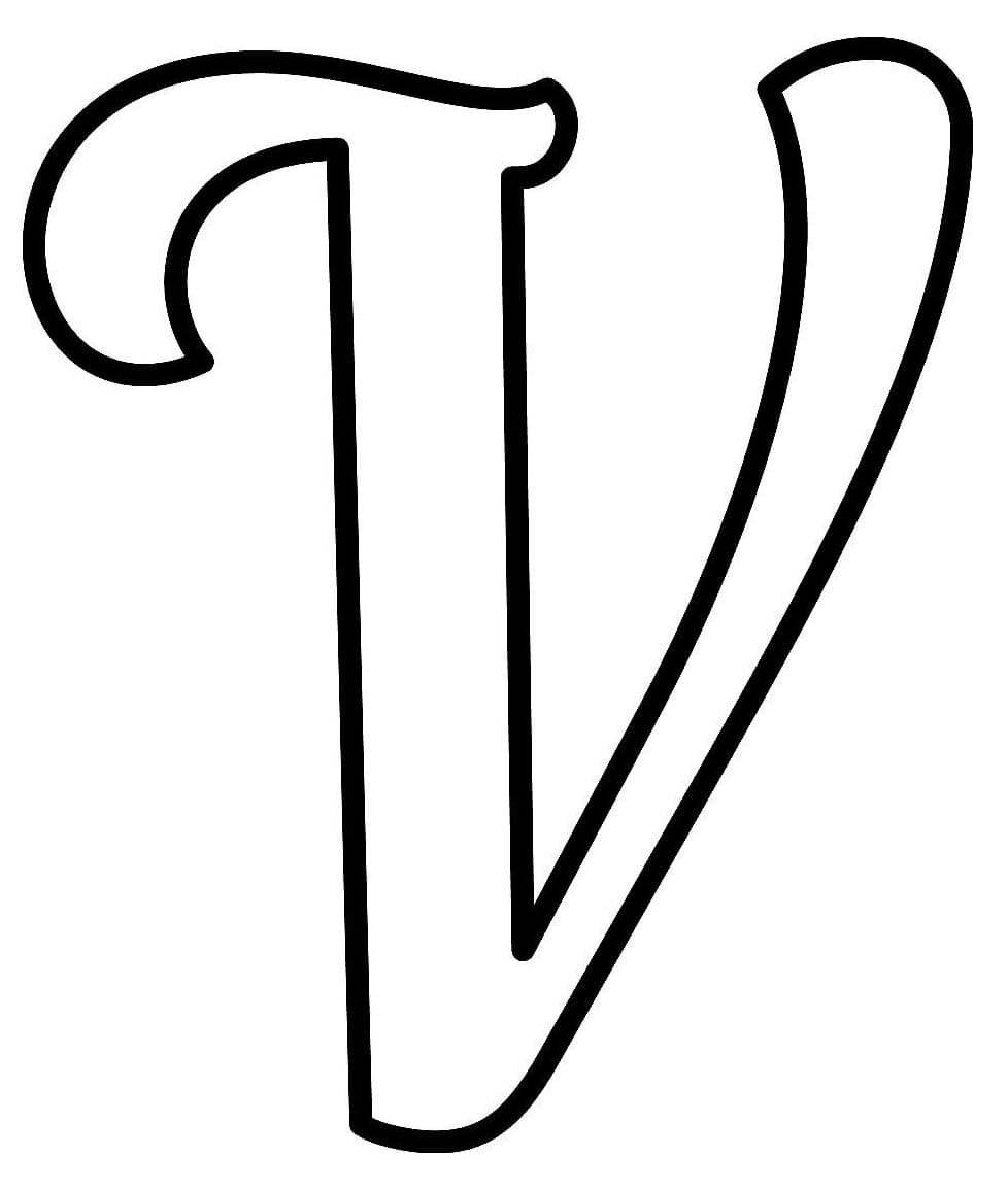 Fise de colorat cu Desenează Litera V imprimabil gratuit simplu