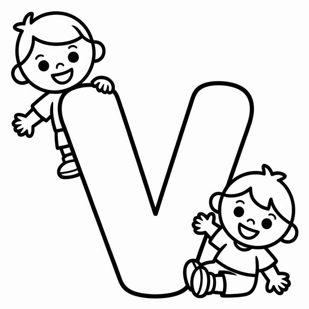 Fise de colorat cu Desenează Litera V imprimabil gratuit uşor