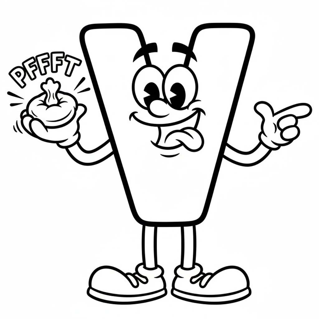 Fise de colorat cu Desenează Litera V pentru copii