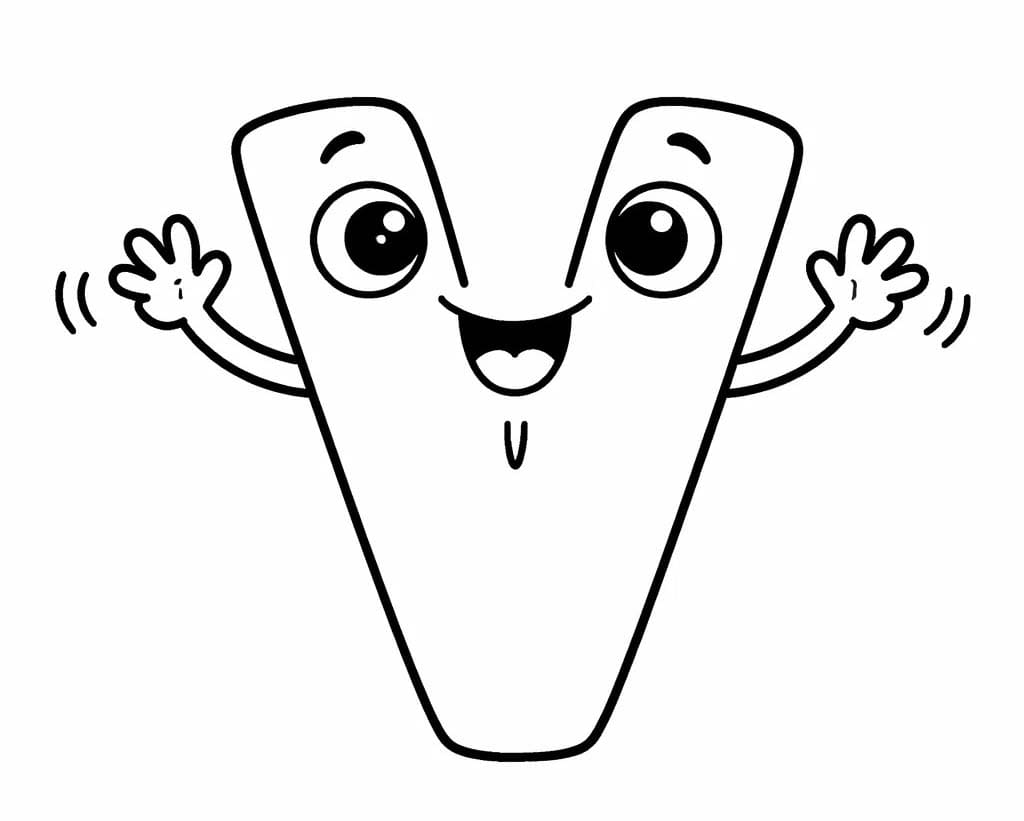 Fise de colorat cu Desenează Litera V uşor la copii