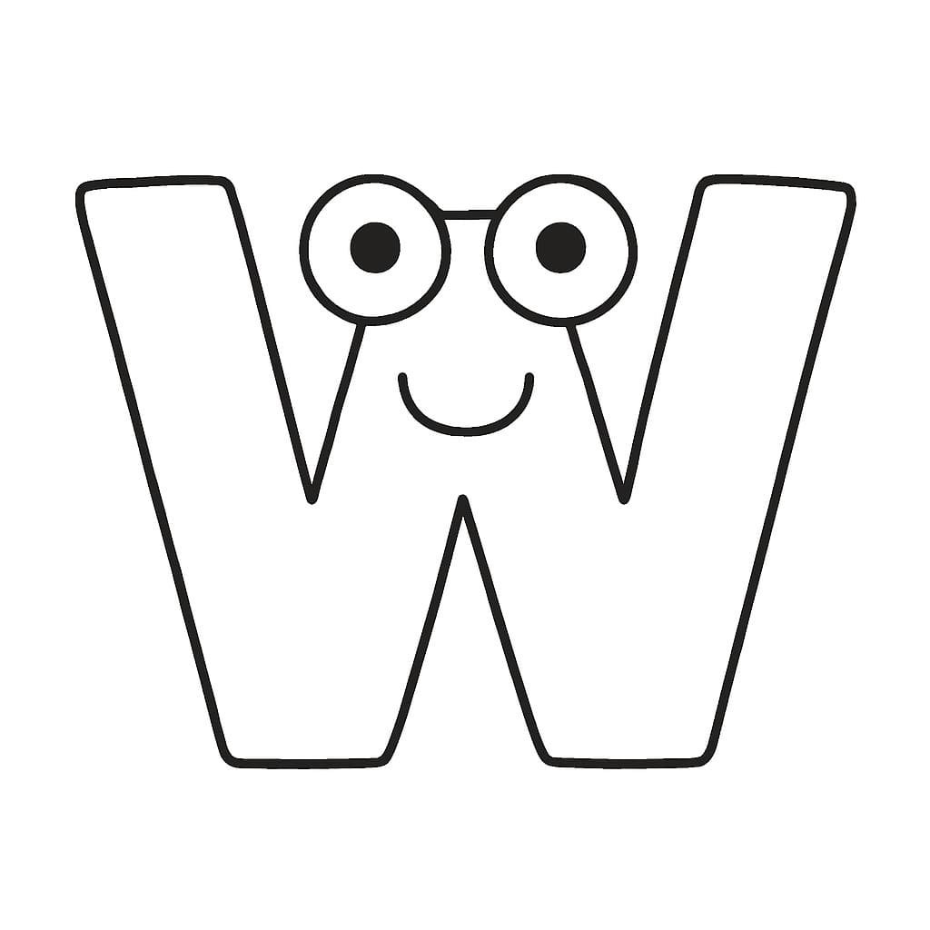 Fise de colorat cu Desenează Litera W gratuit bazic