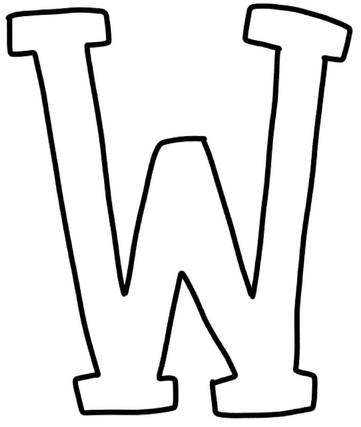 Fise de colorat cu Desenează Litera W gratuit uşor