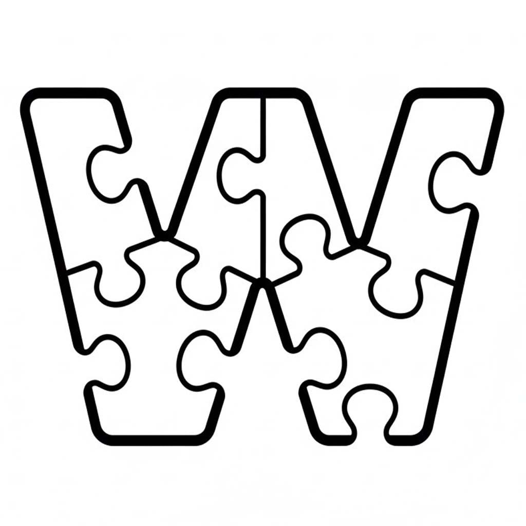 Fise de colorat cu Desenează Litera W imprimabil bazic