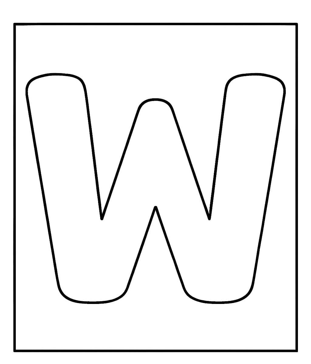 Fise de colorat cu Desenează Litera W imprimabil gratuit bazic
