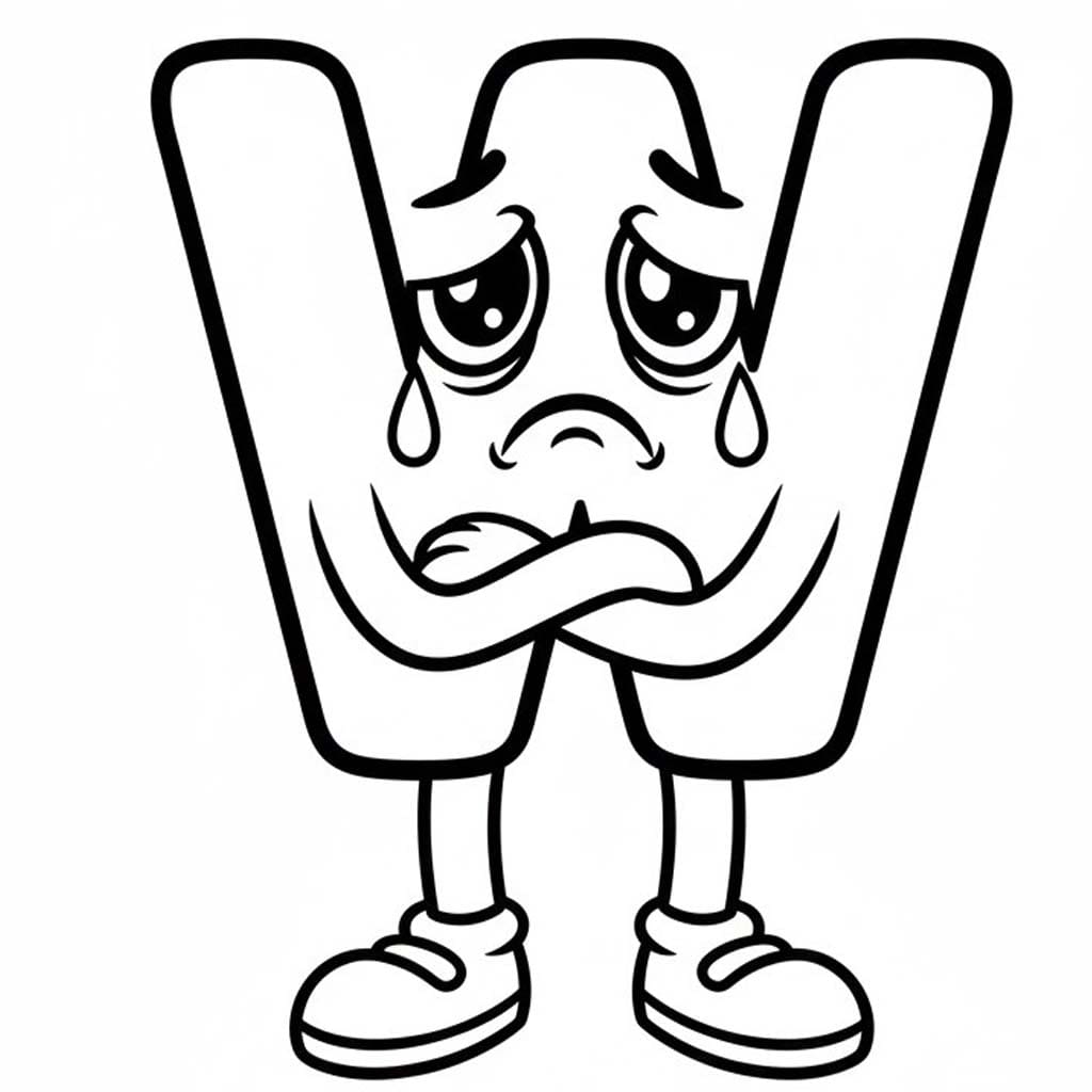 Fise de colorat cu Desenează Litera W imprimabil gratuit uşor