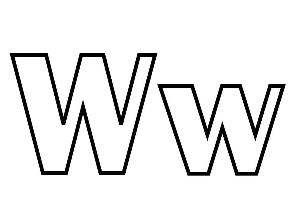 Fise de colorat cu Desenează Litera W pentru copii