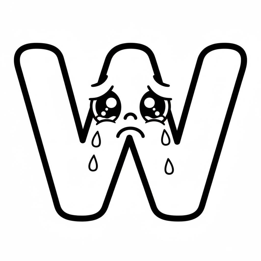 Fise de colorat cu Desenează Litera W simplu la copii