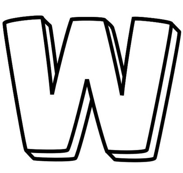 Fise de colorat cu Desenează Litera W simplu