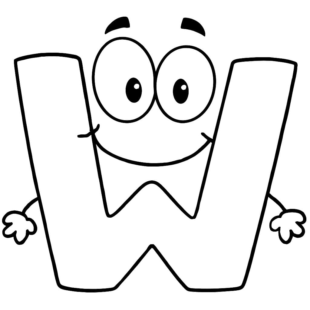 Fise de colorat cu Desenează Litera W uşor la copii