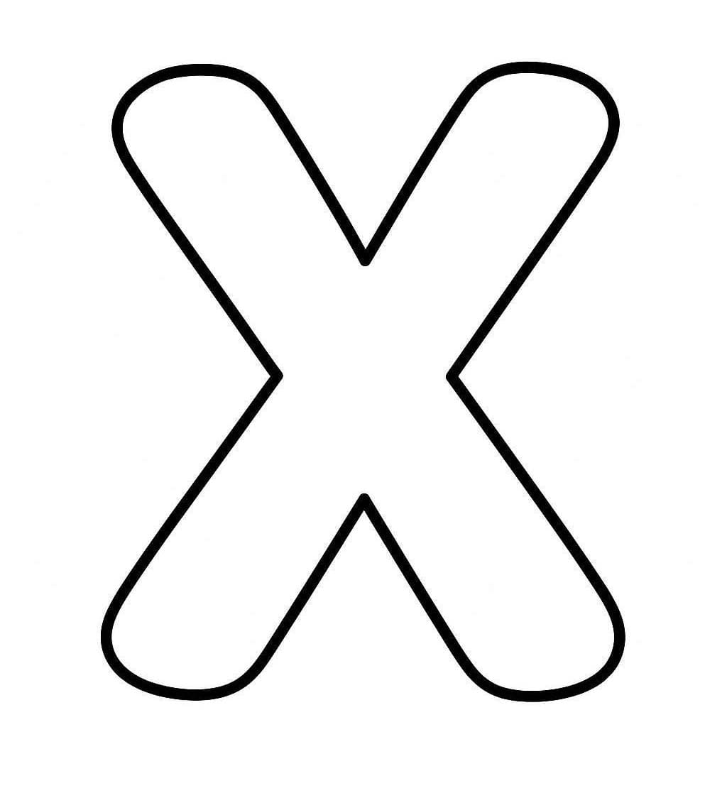Fise de colorat cu Desenează Litera X bazic la copii