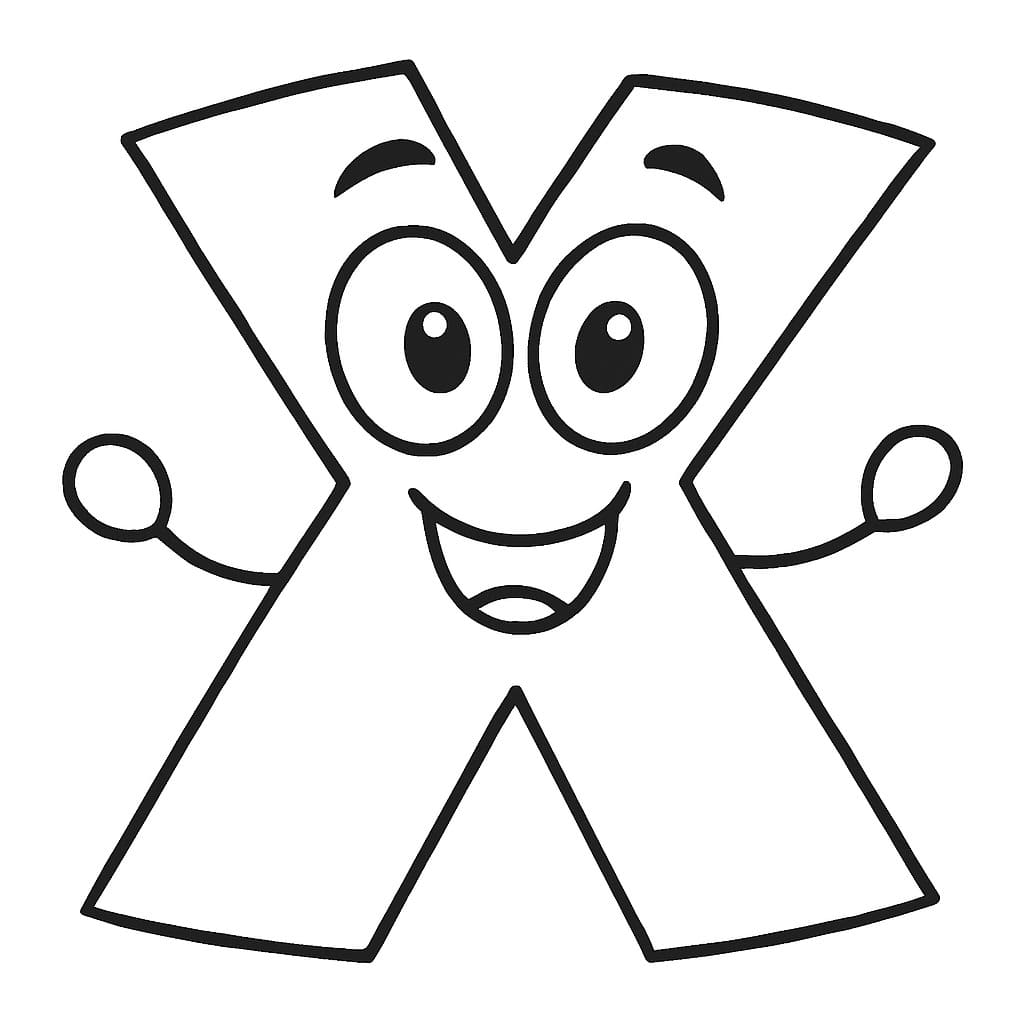 Fise de colorat cu Desenează Litera X bazic uşor