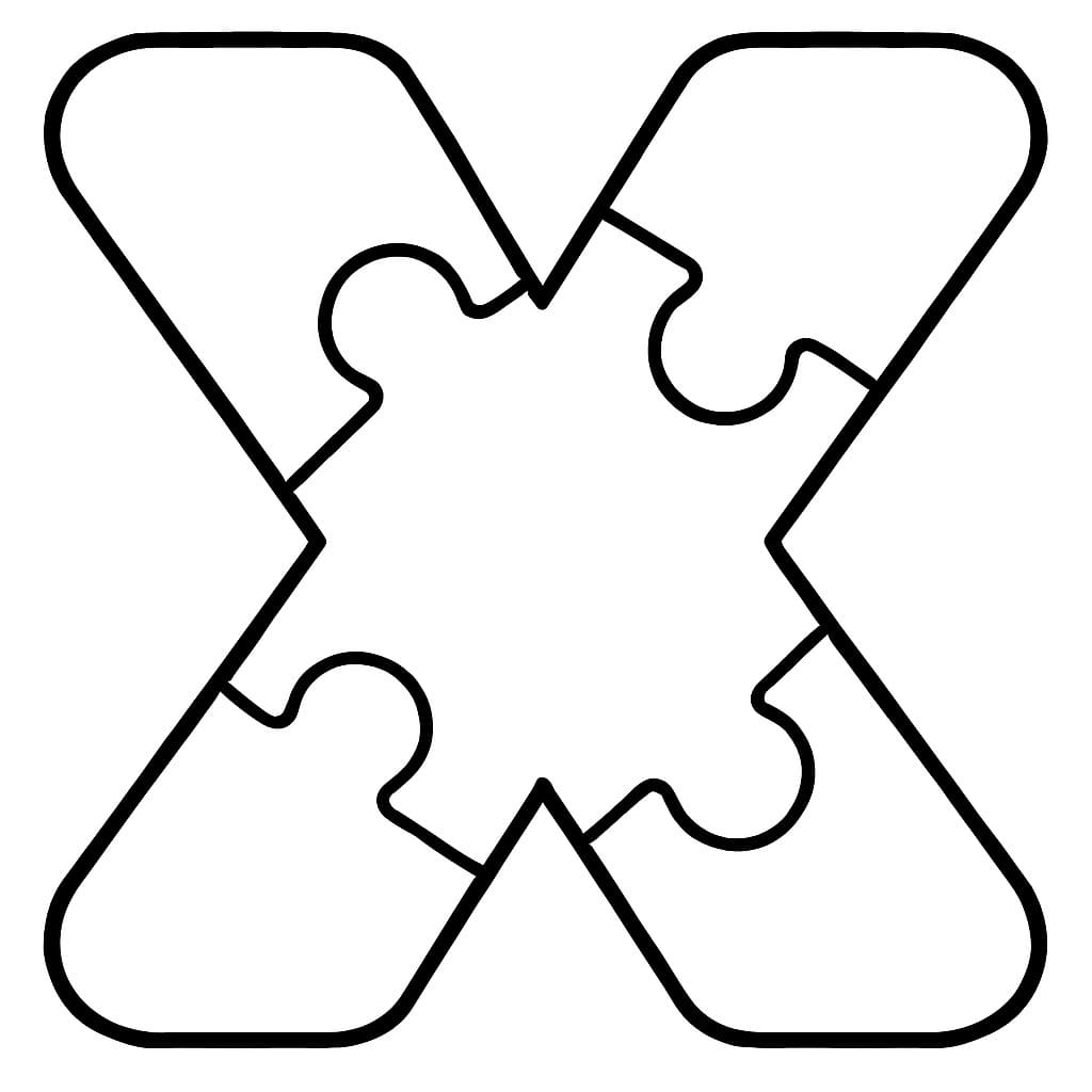 Fise de colorat cu Desenează Litera X bazic