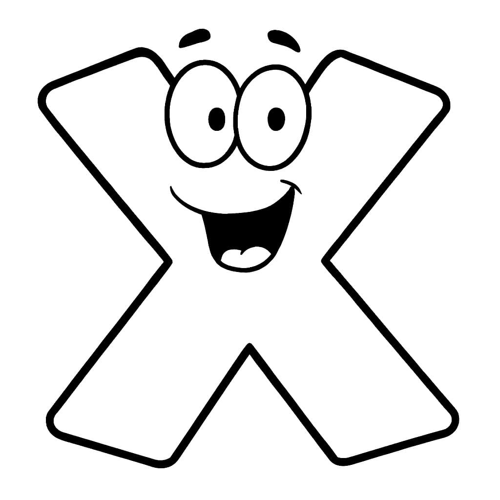 Fise de colorat cu Desenează Litera X imprimabil bazic