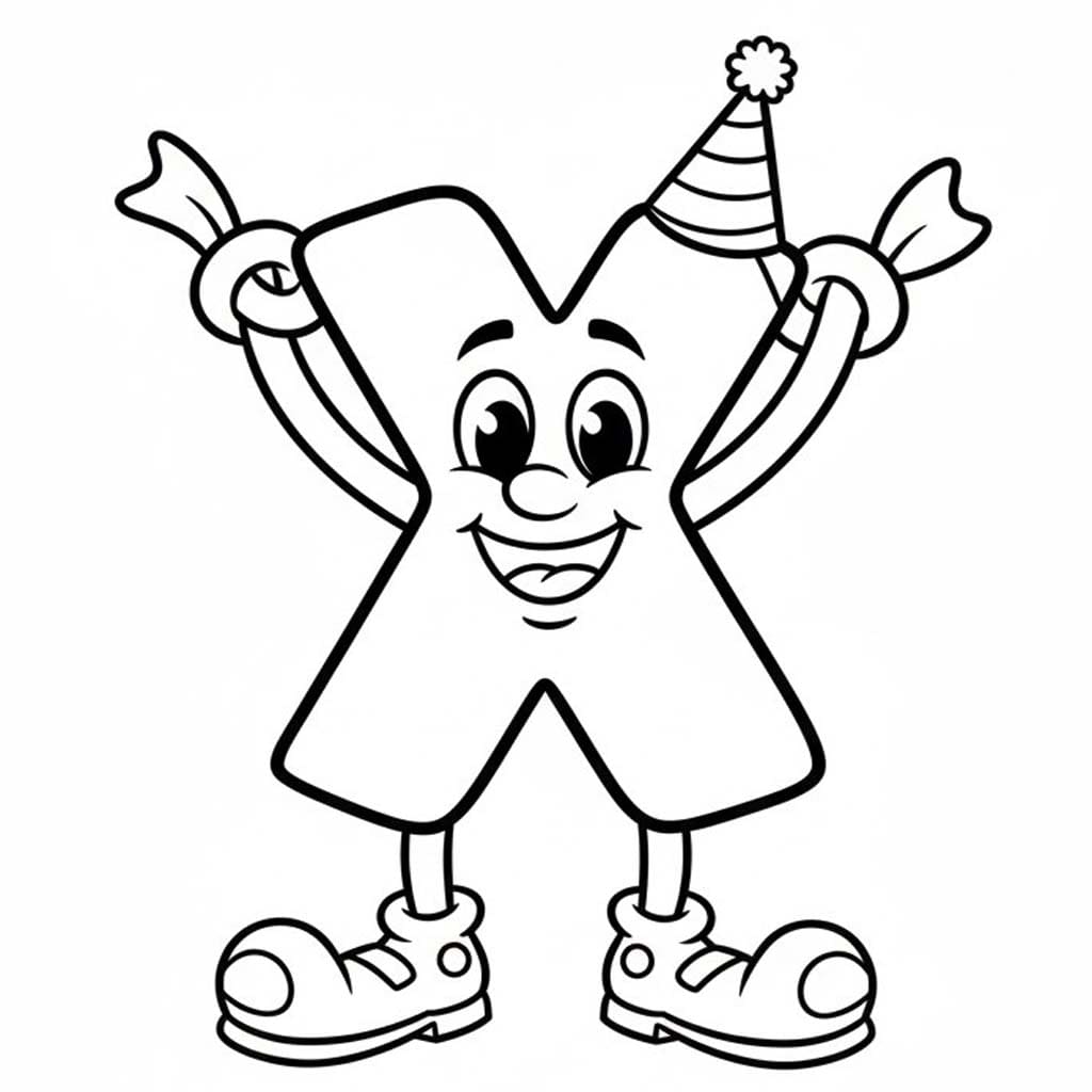 Fise de colorat cu Desenează Litera X imprimabil gratuit uşor