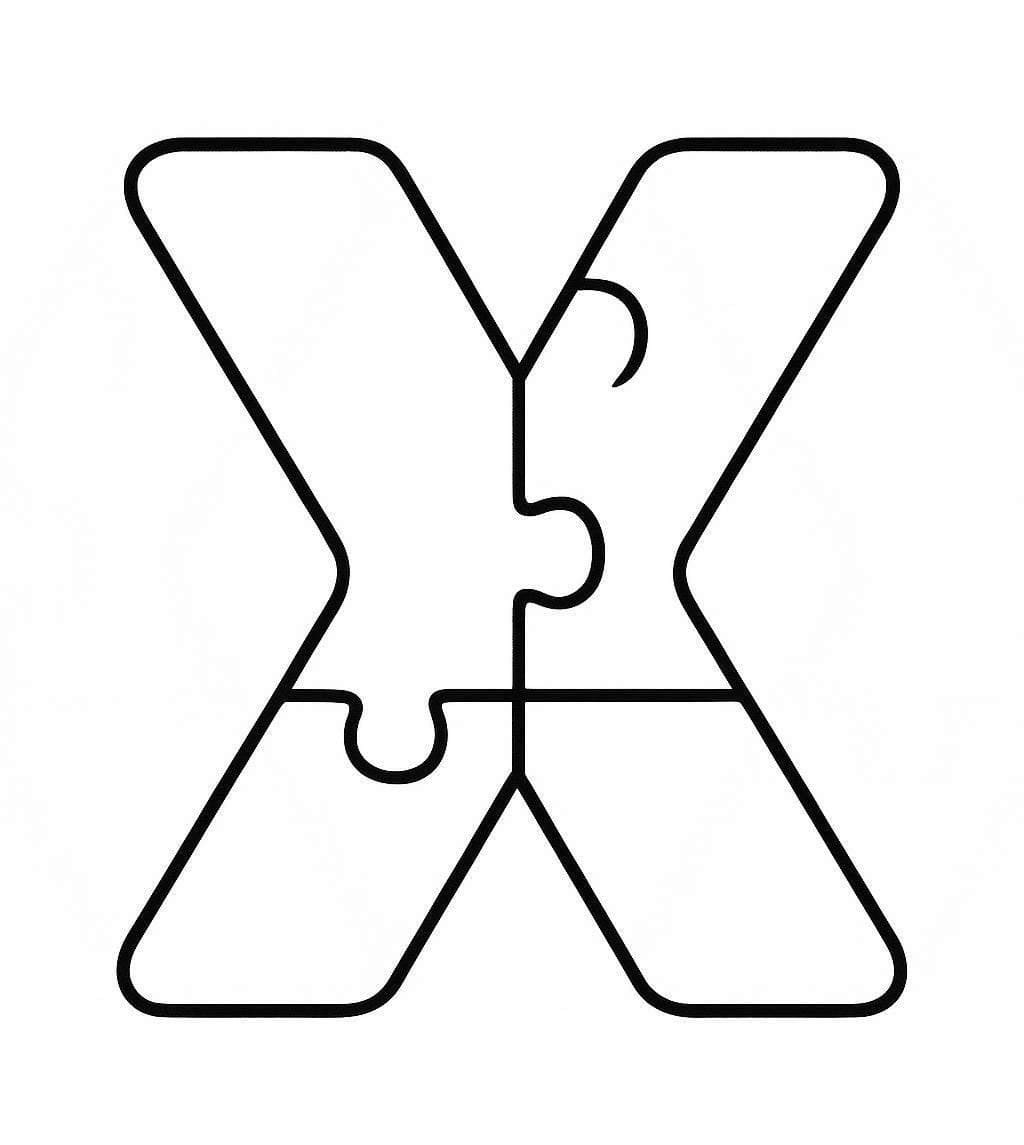 Fise de colorat cu Desenează Litera X imprimabil uşor