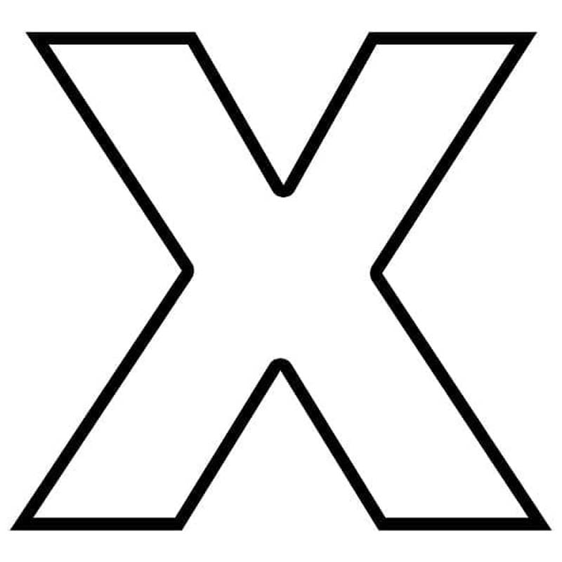 Fise de colorat cu Desenează Litera X imprimabil