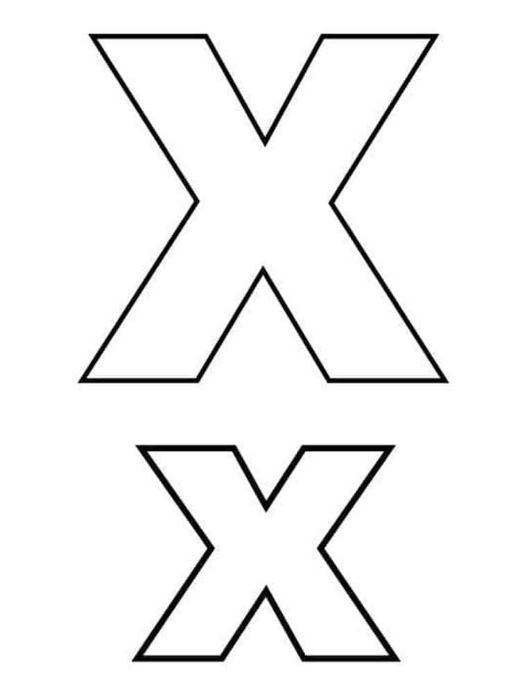 Fise de colorat cu Desenează Litera X simplu la copii