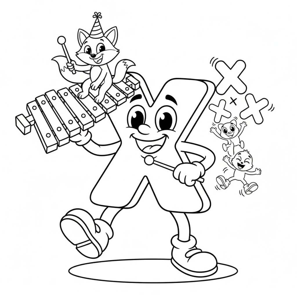 Fise de colorat cu Desenează Litera X simplu