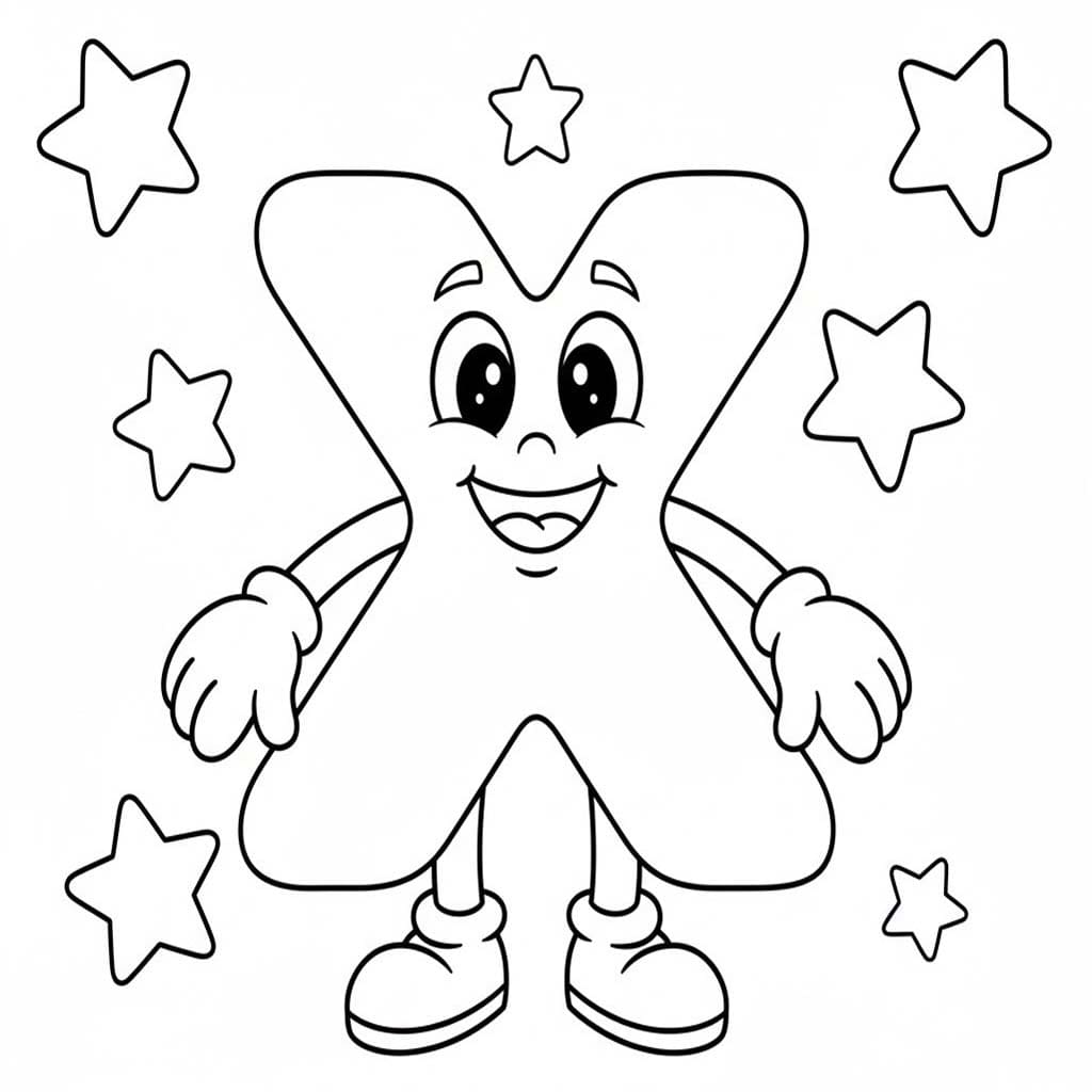 Fise de colorat cu Desenează Litera X uşor