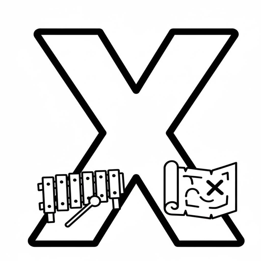 Fise de colorat cu Desenează Litera X
