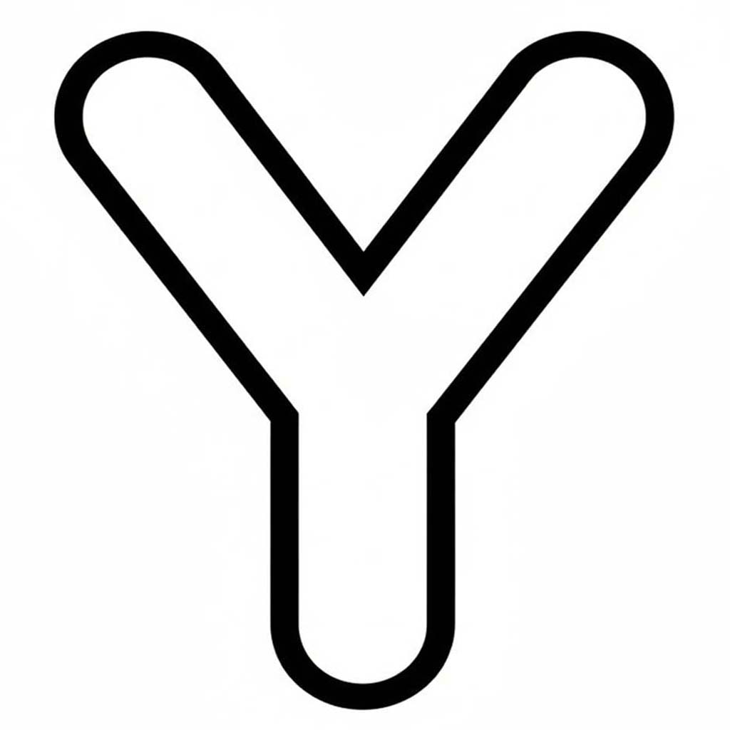 Fise de colorat cu Desenează Litera Y gratuit uşor