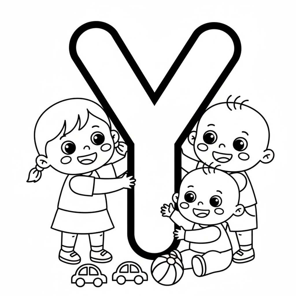 Fise de colorat cu Desenează Litera Y imprimabil bazic