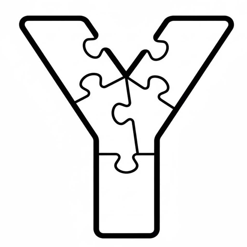 Fise de colorat cu Desenează Litera Y imprimabil gratuit bazic