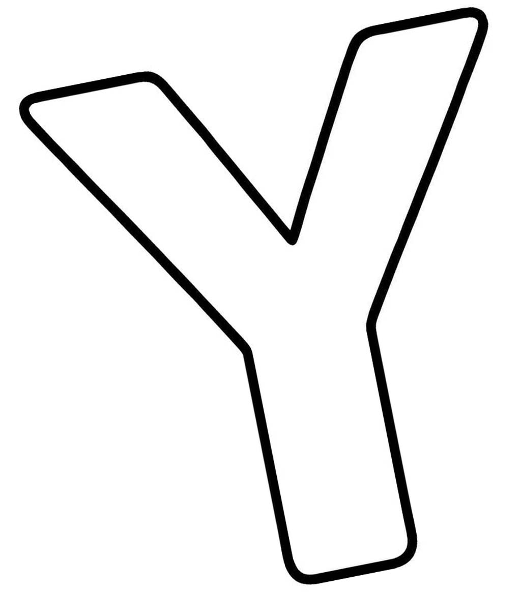 Fise de colorat cu Desenează Litera Y imprimabil gratuit simplu